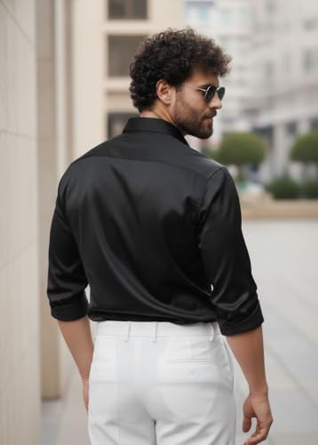 Image of IndoPrimo Men's Stylish Satin Shirt for Party and Casual Wear - Exclusive Designer Full Sleeve Shirt for Men - Pilar