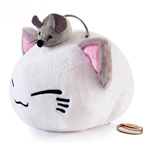 Mycutie Super Cute Fluffy Cat Plush Toy Plush Pillow with Little Mouse on Head 32CM