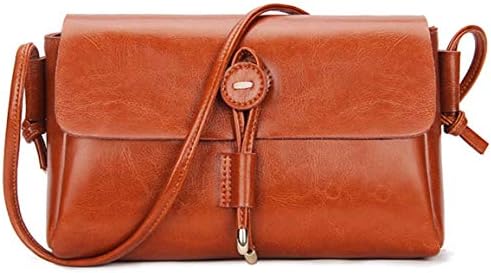 JeHouze Women's Leather Messenger Small Crossbody Handbag Shoulder Purse(Brown)