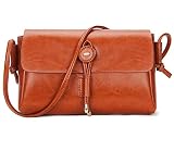 JeHouze Women's Leather Messenger Small Crossbody Handbag Shoulder Purse(Brown)