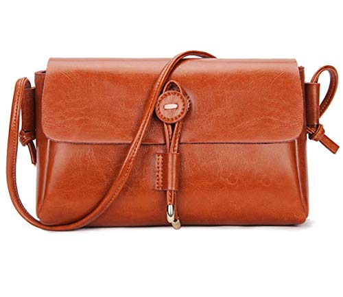 Jehouze Women's Leather Messenger Small Crossbody Handbag Shoulder Purse(Brown) #TOP1
