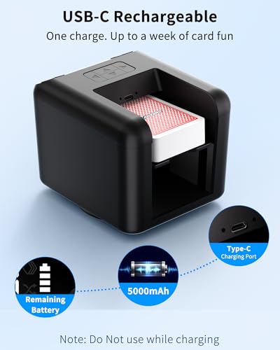 Image of Automatic Card Dealer Machine - Rechargeable for 1 /2 /3 Decks, 1-12 Players, Adjustable Dealing Distance, Quiet, 360 & 180 Rotation, Compatible with Poker, UNO, Bridge, Blackjack & More
