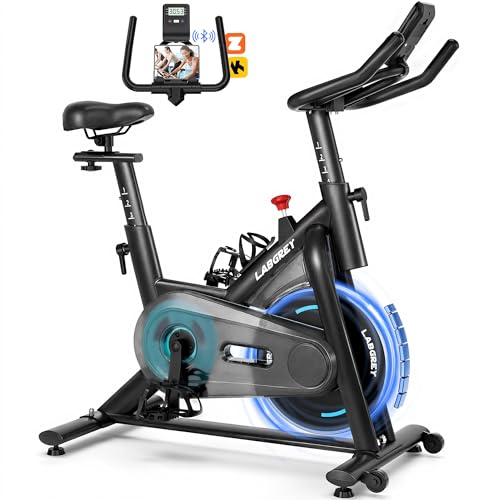 LABGREY Vélo d'Appartement, Vélo de Fitness d'Exercice d'Intérieur Silencieux avec Écran LCD, Guidon et Siège Réglables,...