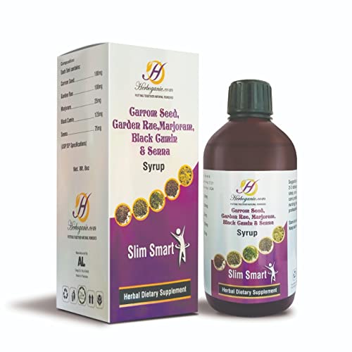 Herboganic Slim Smart Flat Belly Syrup - All Natural And Organic With Carrom Seed, Garden Rue, Senna, Black Cumin Marjoram – 8 Fl Oz #TOP25