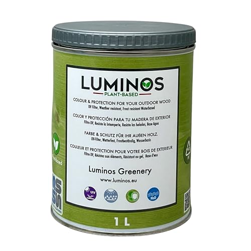 Luminos LUM1107 - GREENERY- Biopolymer-Lasur auf Wasserbasis. Verwendung für Holz im Außenbereich - Grün Grass 1L