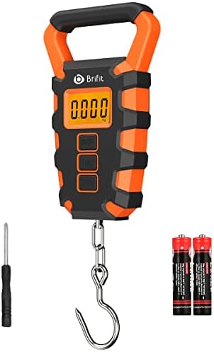 Ankilo Digital Hanging Fishing Scale with Ruler, 110lb/50kg Electronic Digital Luggage Scale, Fishing Postal Hanging Hook Scale with Measuring Tape, Backlit LCD Display