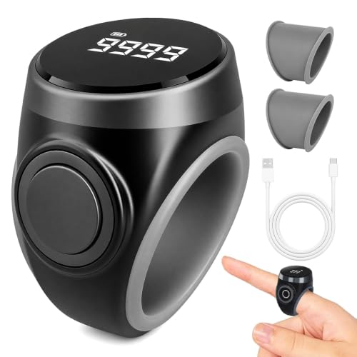 IWILCS Compteur À Clicker pour Doigts, Bague Intelligente Réglable étanche | Compteur de Doigts pour Rappels de Prière pour Utilisation en Extérieur, Comptage Quotidien, Marche, Golf, Mathématiques