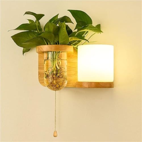 Scandinavian Minimalist Wall Sconce with Integrated Green Plant E27 Solid