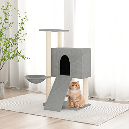 Chusui Albero per Gatti con Tiragraffi in Sisal Grigio Chiaro 96 cm,Albero per Gatti,Alberi Tiragraffi per Gatti