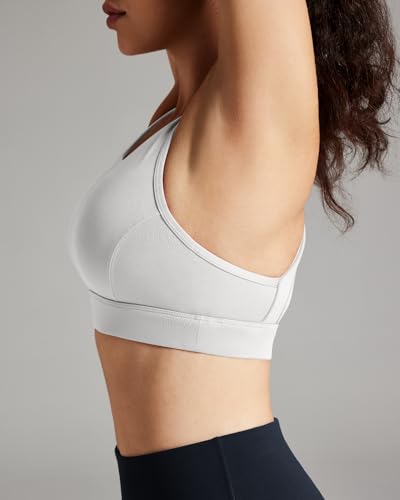 Image of QUEENIEKE BareFlow Women's Sports Bras with Phone Pocket Medium Impact Padded Racerback Workout Gym Crop Top Running Yoga Bra