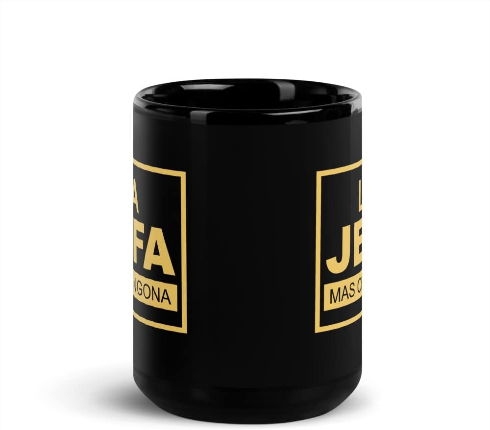 Gutsy La Jefa Mas Chingona Black Ceramic 15oz Modern Mexican Mama Mug, 2-Pack, Mother's Day Gift, Microwave Safe