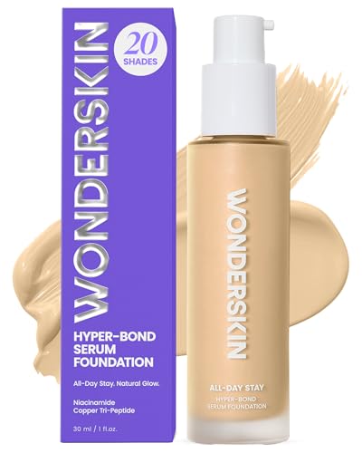 Fondotinta Siero Wonderskin Hyper Bond a Lunga Tenuta 24H – Resistente all’Acqua, No-Transfer, Trucco Viso a Lunga Durata con Niacinamide e Acido Ialuronico – Leggero, Finish Naturale (Halo)
