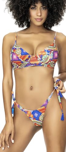 Mapale 67053 Crochet Print Underwired Two Piece Swimsuit, S/M