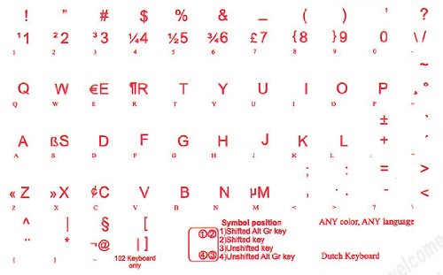 Calcomanía para Teclado Rojo Letras Fondo Transparente miniatura 2