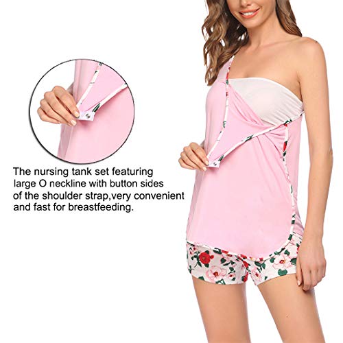 Ekouaer Maternity Pregnancy Pajamas Set Soft Maternity Nightgown Sleeveless Sleepwear For Breastfeeding Large #TOP1
