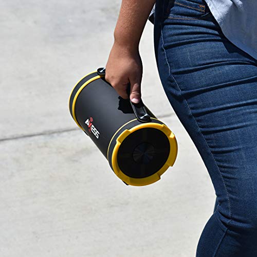 Axess Spbt1033 Portable Bluetooth Indoor/Outdoor 2.1 Hi-Fi Cylinder Loud Speaker With Built-In 4" Sub And Fm Radio, Sd Card, Aux Inputs In Yellow #TOP3