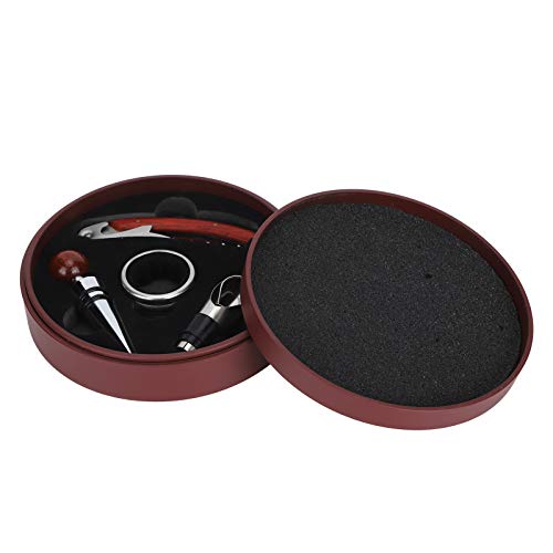 Juego de Abridor de Vino, Sacacorchos para Vino, Abridor de Botellas de Vino, Juego de Sacacorchos con Caja de Madera, Juego de Sacacorchos de Vino Manual de Madera de Acero