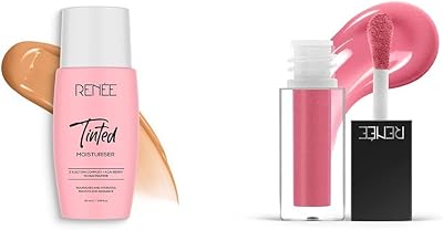 Tinted Moisturiser - Caramel Glint| With Niacinamide, Acai Berry & Ectoin | 50 ml Hot Sauce Plumping Lip Gloss - Mauve Pepper,Sweet Almond Oil & Vitamin E Infused