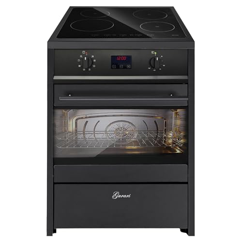 GURARI Induktions Standherd mit Elektrobackofen • GCH E 612 BL • Induktion Freistehend Standherd 60 cm • Schwarz • Range Coocker Herd mit Induktionskochfeld mit 4 Boosterkochzonen