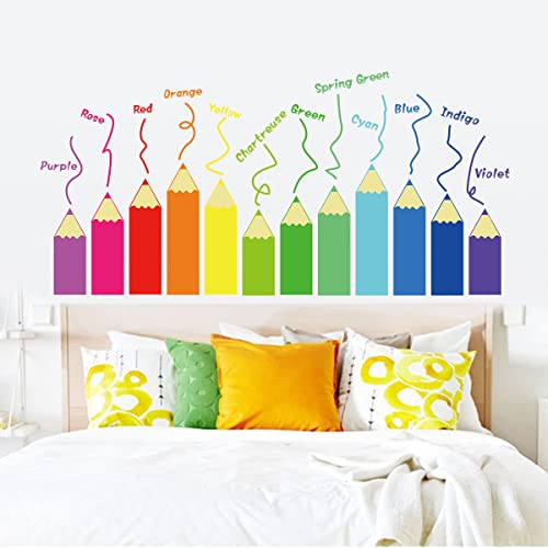 LOMILY Decalques de parede educativos coloridos para crianças grandes, creche, sala de jogos, adesiv