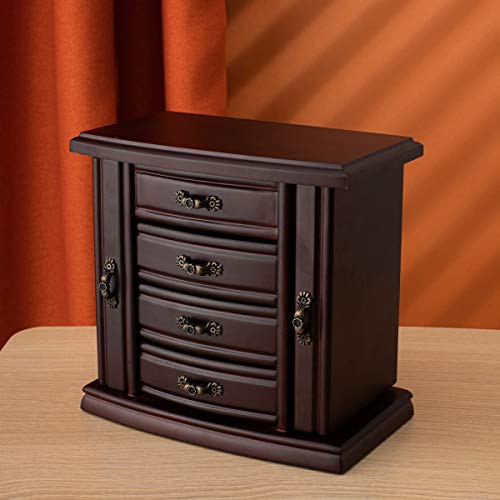 Urforestic Solid Wood Jewelry Box/Case/Storage (Dark Brown) #TOP4