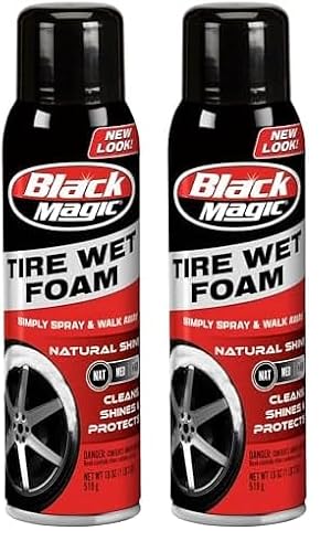 Black Magic 800002220 Tire Wet Foam, 18 oz. - Specially Formulated Thick Tire Spray Foam Clings to Tires to Dissolve and Clean Dirt While Shining and Protecting All In One Step (Pack of 2)
