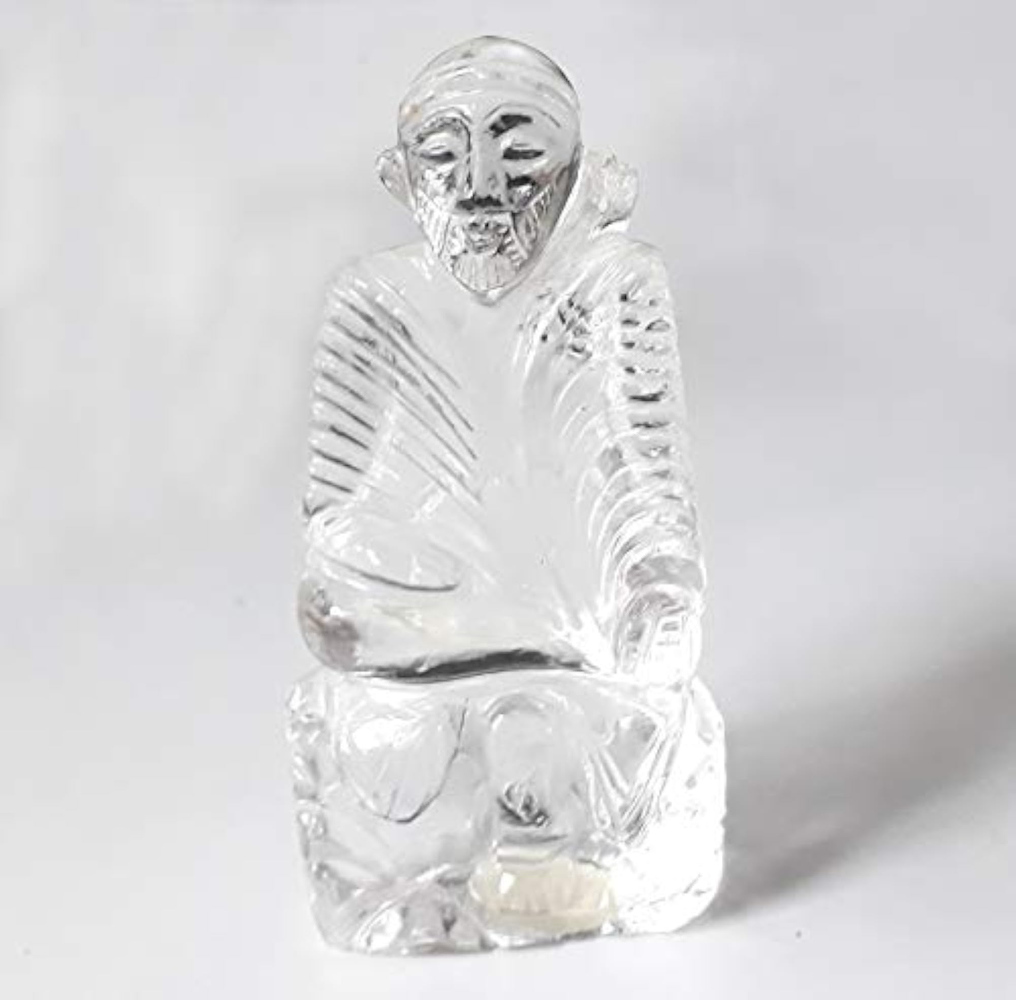 Sphatik Crystal Saibaba Idol for Spiritual Blessings