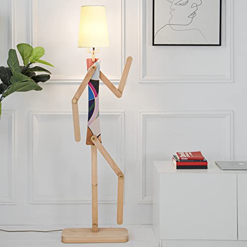 Lamfurart Creative Tall Floor Lamp, Art Style Wooden Large Floor Lamp As A Gift, Changeable Shape Floor Lamps For Living Room, Kids Room, Bedroom, Study & Office Room-Led Bulb Included(Pink) #TOP1