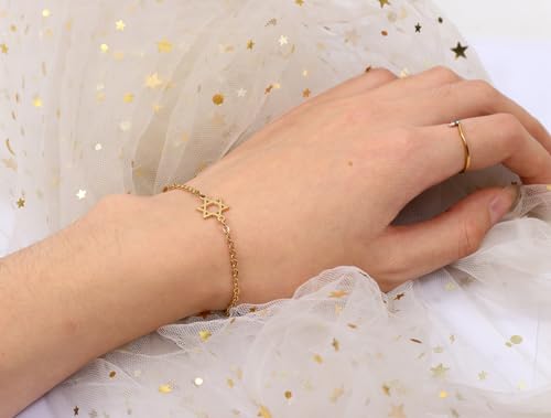 Gold Silver Jewish Star of David Bracelet Stainless Steel Dainty 14K Real Gold Plated Charm Bracelet for Women2
