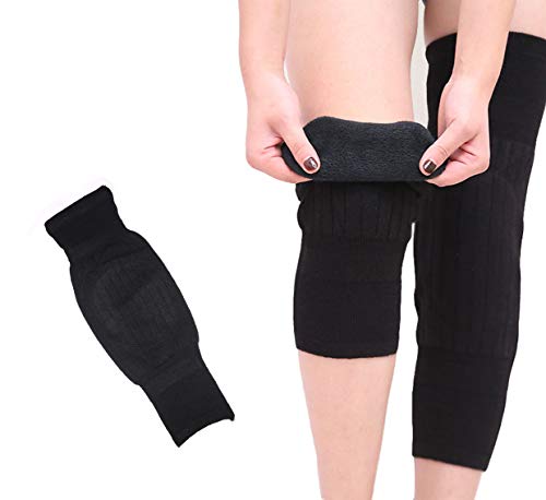 Image of Unisex Cashmere Wool Knee Brace Pads Winter Warm Thermal Knee Warmers Thicken Lengthen Breathable Elastic Knees Sleeves Support Protector for Ski Cycling Dance Runing Arthritis Tendonitis(1 Pair)