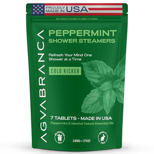 Aguabranca Usa Made Menthol Shower Steamers For Men, (7 Pack) Peppermint Shower Steamer, Shower Bombs Congestion cover