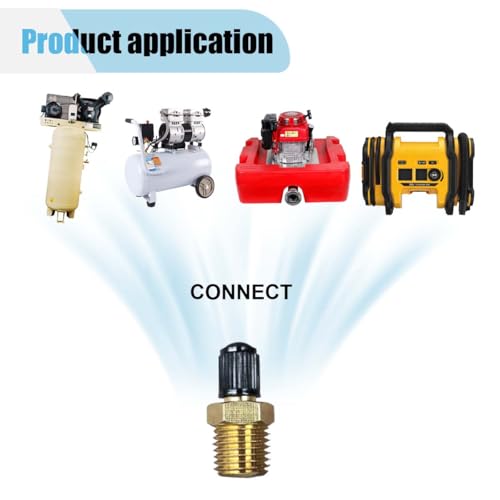 Image of 2PCS Air Inflator Adapters, Brass Tire Inflator Connector with Valve Stem Inside, 1 /4 inch NPT (M) to Standard Schrader Valve (M), Fit for Portable Car Air Hose, Air Compressor /Pump (Valve Stem Inside)