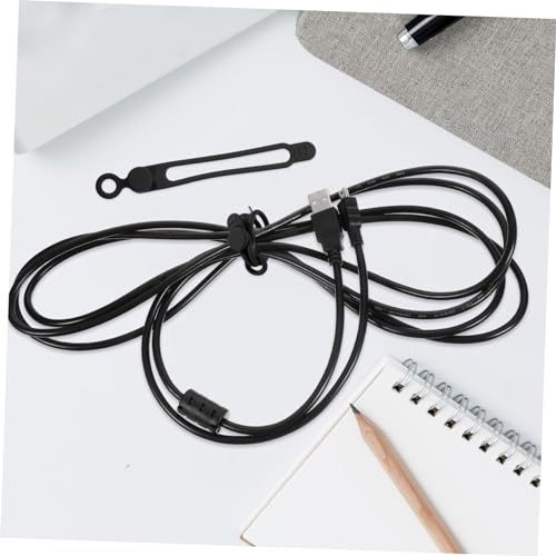 Pack de 10 Bridas de Silicona para Gestión de Cables, Oficina y Hogar, Color Negro miniatura 4