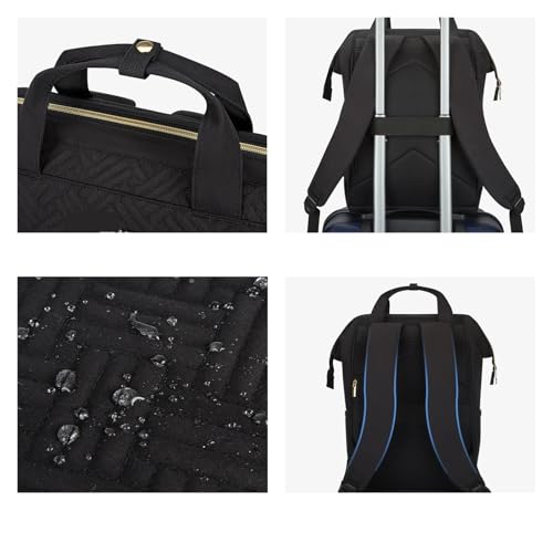 Backpack Women's Travel Backpack Large Capacity Wide Open Business 15.6 Inch Backpack Bags Large Capacity(Cool Black)4