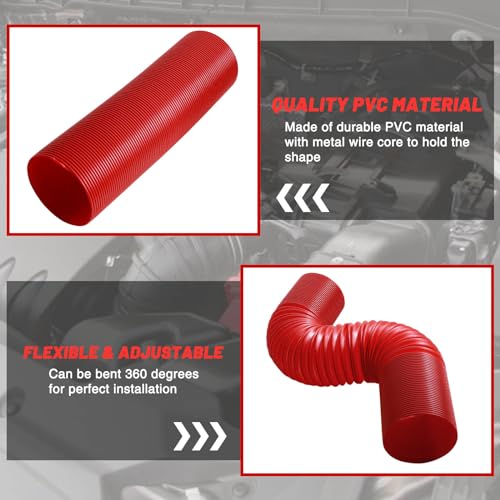 Image of 3 Inch Cold Air Intake Pipe: Universal Flexible Duct with Length from 10 inch to 40 inch for Customize Air Intake System Hose Tube (Red)