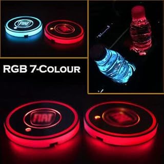 2Piece set Car Led Cup Holder Lights with 7 Colors USB Charging
