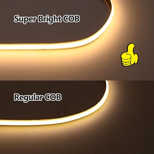 Image of GOMING 24V Super Bright COB LED Strip Warm White 3000K 16.4ft(5M) 621LM /FT | 14.5W /M CRI 93+ High Density 480LEDs /M IP20 Not Waterproof LED Tape Lights for DIY Home Decor(Power Supply not Included)