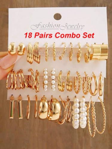 Image of Shining Diva Fashion Stylish Hoop Stud Earrings for Women and Girls