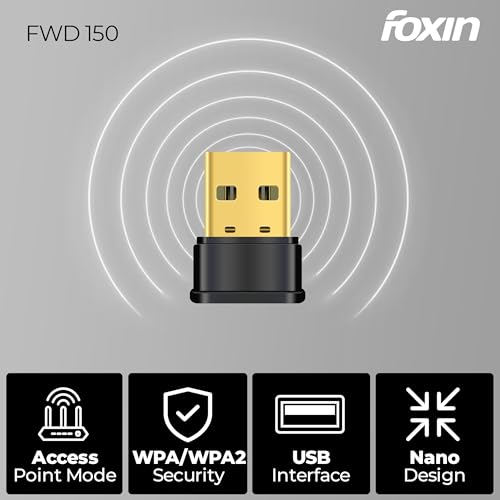 Image of Foxin Nano 150 mbps Wireless USB Wi-Fi Adapter for PC, Desktop, Laptop | Mini WiFi Dongle Compatible with Windows, Mac Os | Advanced Security WPA /WPA2 encryption Standards | 150 mbps