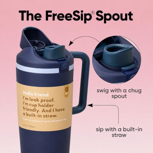 Image of HomeCloud 1200ML Stainless Steel Water Bottle - Double-Wall Vacuum Insulated, Leakproof Straw Lid, BPA-Free Reusable Travel Flask with Two-Way Spout for Gym, Office & Outdoor Use (H Navy)