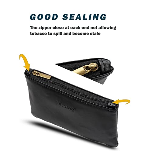 Firedog Tobacco Pouch Bag Pipe Case Rolling Storage Carrying Travel Vintage Holder Rollup Free Ciggerate Smoking Tobacco Pouch Leather Zipper Black Regular Size #TOP3