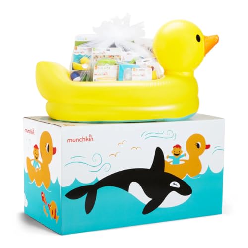 Image of Munchkin Duck Tub Baby Gifts Gift Basket, Baby Gift for Baby Shower, Baby Gift Registry, Baby Gift Box, A Special delivery for one Lucky Little Ducky