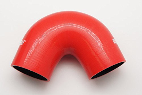 Autobahn88 Automotive Silicone Hose Coupler, 135-Deg Elbow Coupler, ID= 3" (76mm), Leg Length 3.13" (80mm), Wall Gauge= 0.16" (4mm), 3-Ply, Red