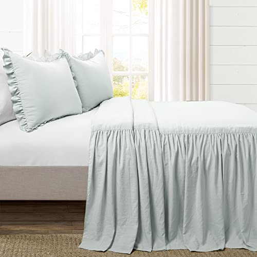 image for Lush Decor Ruffle Skirt Bedspread 3 Piece Set, King, Sea Salt - Sage K
