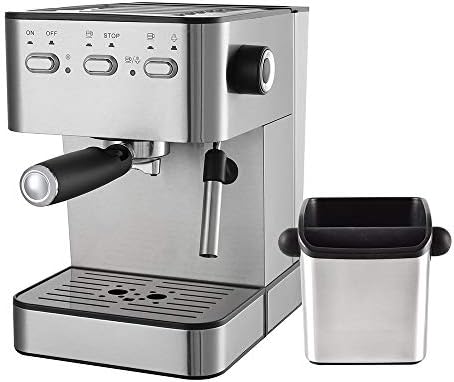 Coffee Grounds Knock Box Small - CAFEMASY Durable Stainless Steel Espresso Coffee Grind Knock Out Box with Removable Knock Bar and Coffee Brush