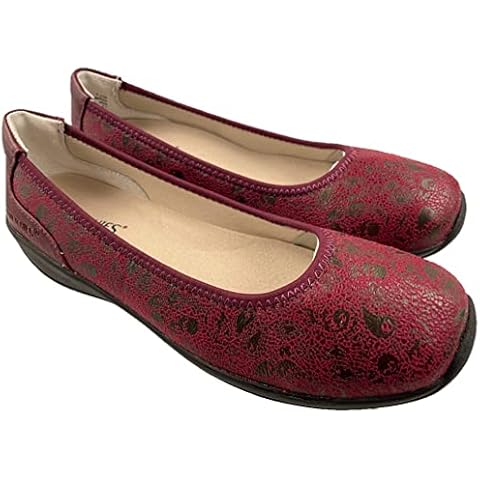 Ladies Stretchies Slip On Flat Comfort Walking Ballerina Leather Lined Shoes Size UK 4-9 (Numeric_6_Point_5) Purple Cover