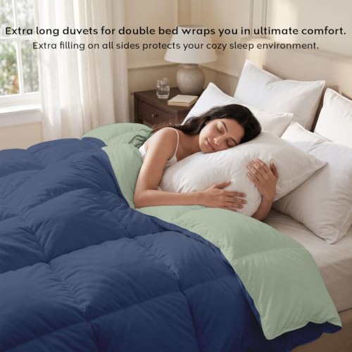 Image of AYKA Reversible Comforter 220 GSM Microfiber Reversible AC Comforter /Blanket for Winter /Quilt /Dohar /Duvets for King Size Blanket /Comforter Double Bed (Olive & Navyblue, 60 * 90 inch)