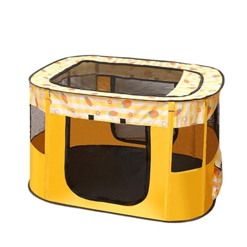 Riuuyyi ペットサークル 猫 ペットサークル 犬 ケージ 収納バッグ付き 組立簡単 アウトドア お出かけ用品 猫の分娩室 猫 犬 兼用 (イエロー)