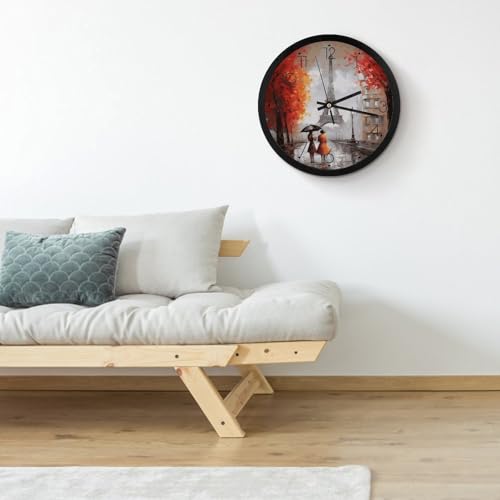 Horloge murale à quartz silencieuse noire de 25,4 cm pour la maison - 5