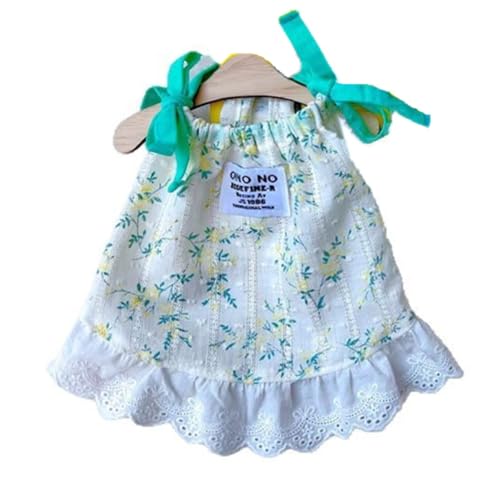 ISUPY お姫様 ペット服 犬の服 猫の服 ワンピース ドレス スカート 春 夏 洋服 小型犬 中型犬 ドッグウェア 可愛い 柔らかい 通気性 ワンちゃん お散歩 お出かけ (S,グリーン)